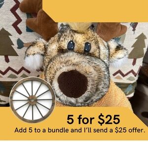 Plush moose toy in fuzzy sweater